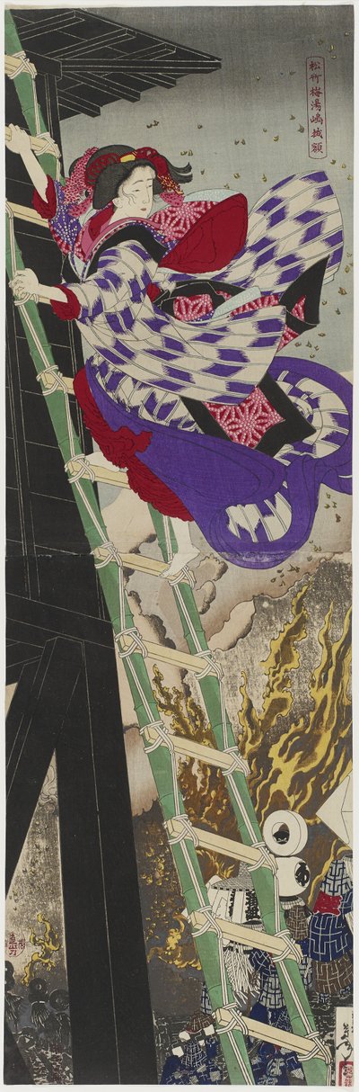 Pine, Bamboo, and Plum: the Framed Painting at Yushima by Tsukioka Yoshitoshi